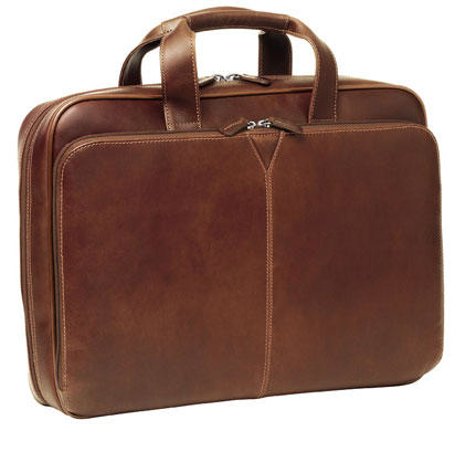 Johnston & Murphy 17" Slimline Briefcase Tumbled Mahogany