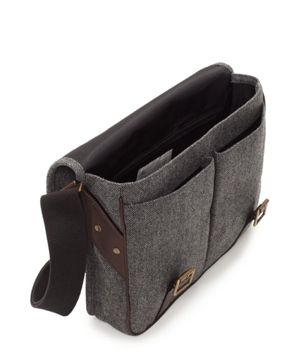 Jack Spade Saddle Messenger Grey Herringbone